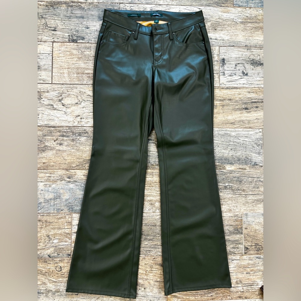 Women's Wild Fable Olive Green PU Leather Flare Pants size 2